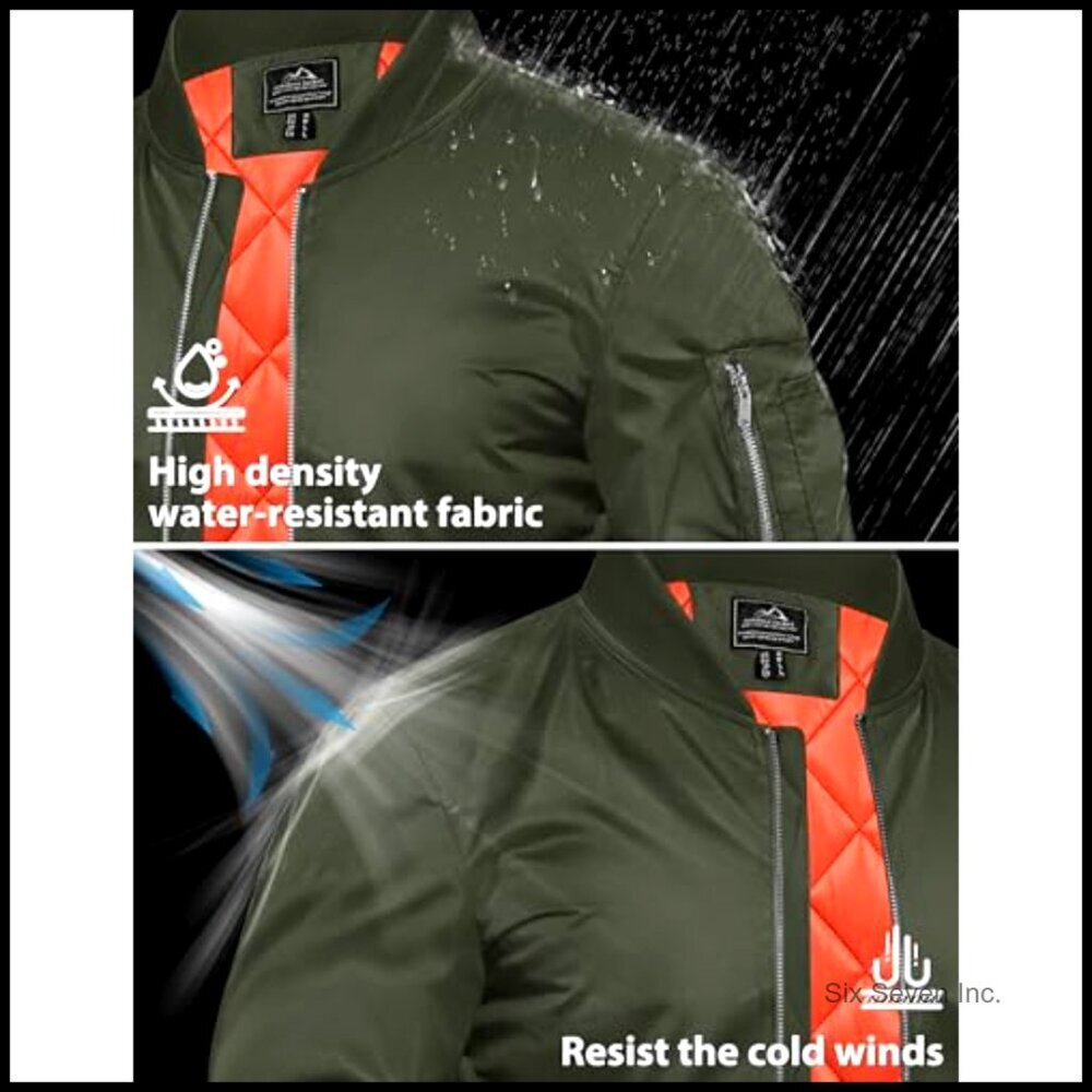 Windproof Bomber Jacket Thermal Quilted Padded Coat Classic Retro Winter Wear - Picture 3 of 7